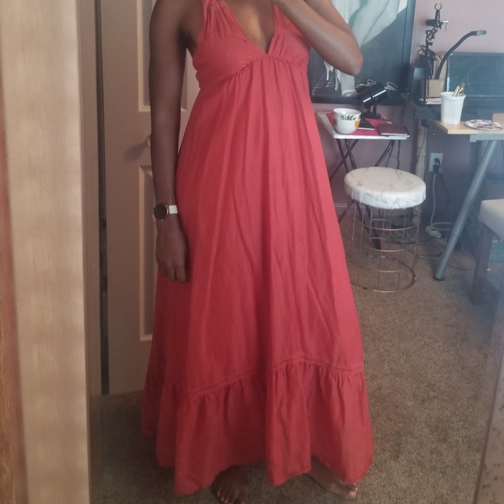 Bebe studded crochet maxi dress